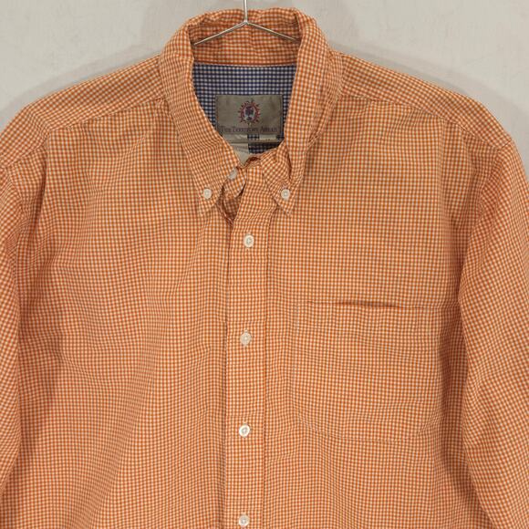 The Territory Ahead Shirt Mens M Orange Gingham Check Long Sleeve Button Down - Picture 2 of 13